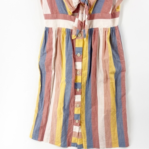 ✅ MADEWELL Tie-Front Cutout Dress in Sherbet Stripe SIZE 00 - Picture 4 of 11